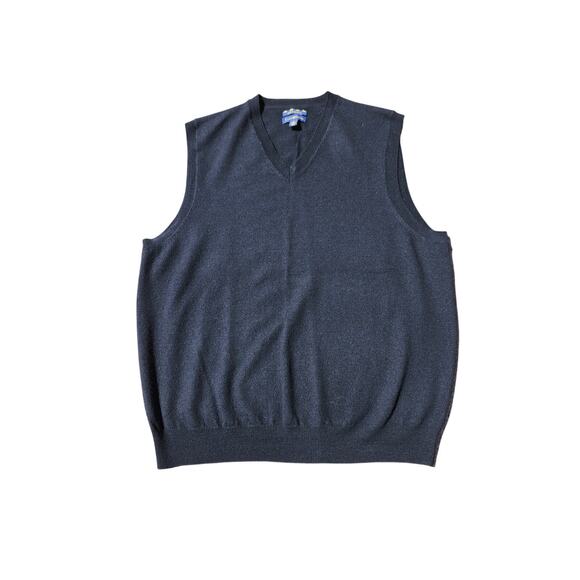 Club Room Estate Merino Wool Sweater Vest Size L Black Preppy Cozy Core Workwear - Picture 1 of 7